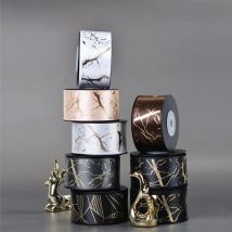 YAMA Ribbon 10yards/roll 38 mm Gold Foil Printed Satin Ribbons DIY Crafts Gifts Packaging Fashion Wedding Decoration