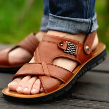 Big Size Men Leather Sandals Summer Classic Men Shoes Slippers Soft Sandals Men Roman Comfortable Outdoor Walking Footwear