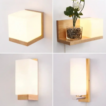 Bedroom Light LED Simple Modern Wall Lamp Nordic Solid Wood Indoor Lighting Aisle Balcony Living Room Hotel Light Fixtures