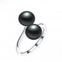 2025 New Arrival Black Natural Freshwater Pearl Ring Adjustable Fashion Novel Ring 925 Sterling Silver Jewelry For Women Gifts