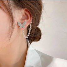 2024 new exquisite long imitation pearl tassel earrings ladies fashion sweet heart-shaped butterfly pentagram geometric planet p