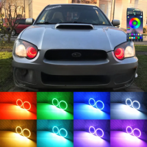For Subaru Impreza WRX STI 2003 2004 2005 BT App RF Remote Control Multi-Color Ultra Bright RGB LED Angel Eyes Kit Halo Rings