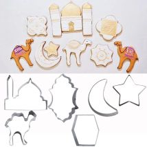 Eid Mubarak Cookie Cutter Set Stainless Steel Biscuit Pastry Molds with  Camel Moon Star Designs for Ramadan Kareem Celebrations