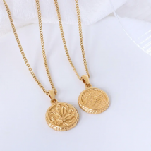 INS Hot Simple Waterproof 316L Stainless Steel Angel Wings Flower Coin Charm Pendant Necklace for Women Girl Trendy Jewlery Gift
