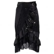 Victorian Black Satin & Lace Floral Ruffles Steampunk Skirt Burlesque Vintage Sexy Skirts Womens Plus Size 6XL Gothic Clothing