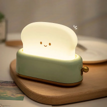 BANDIAN Bread Toast Cartoon LED Night Light Cute Home Decor Kawaii Bread Table Lamps Night Portable Light with Timer Tiny Lamp