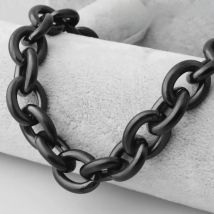 8"-40" 8/11/13/15mm Top Quality Black Womens Mens Chain Stainless Steel Rolo Oval Link Necklaces or Bracelet