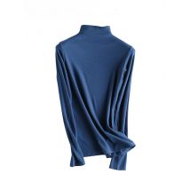 SuyaDream Women Bottoming T Shirt Real Silk Blend Long Sleeves Solid Basic Shirt 2024 Autumn Winter Turtleneck Top