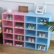 6 Pack Transparent shoe box shoes organizers thickened foldable Dustproof storage box Stackable combined shoe cabinet