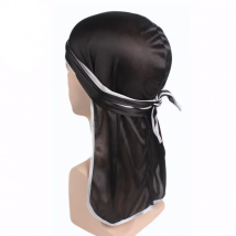 New Men Solid Headwear Headband Pirate Silky Durag do rag Long Tail Headwrap Satin Breathable Bandana Hat Turban Wig Accessories