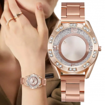 Luxury New Brand Women Watch Fashion with Diamonds Crystal Design Quartz Watches Leisure Rose Gold Stainless Steel Strap Clock