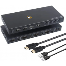 4 Ports HDMI KVM Switcher 4 IN 1 Out HDMI USB Switch Splitter for Sharing Monitor Keyboard Mouse Adaptive EDID/HDCP Decryption