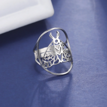 Skyrim Luna Moth Ring Women Men Stainless Steel Open Adjustable Finger Rings Gothic Insect Animal Jewelry Valentine Gift New
