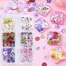 6 Grids Flowers Wood Pulp Chips Epoxy Resin Filling Mixed Rose Iris Vetiver Flower Leaf Valentines Day DIY Crafts Jewelry Making