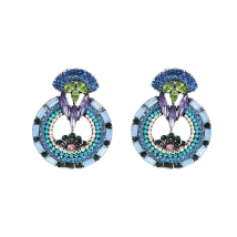 New Fashion 6 Colors Round Crystal Earrings Women's Zircon Alloy Earrings for Adults Casual Party Luxury Charm Jewelry