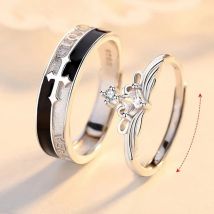 Crown Aadjustable Wedding Couple Rings Copper Plated Platinum Overlap Opening Finger Jewelry Wholesale Drop Shipping