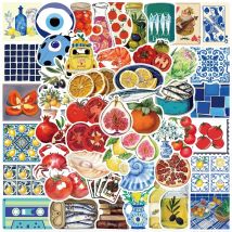 50pcs Cute Cartoon Fresh Mediterranean Tomato Aesthetic Stickers For Laptop Guitar Luggage Phone Waterproof Graffiti Vinyl Decal