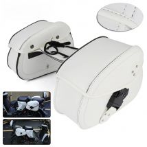 Retro pair Universal Motorcycle Saddlebags Side Tool Bag PU Leather Luggage white Saddle Bag Pouch For Honda/Suzuki/Kawasaki