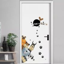 Lovely Dog Family Wall Decals Home Decoration Diy Cartoon Animals Door Sticker Kids Room 3d Wall Mural Art Pvc Poster