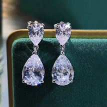 OEVAS 100% 925 Sterling Silver Water Drop High Carbon Diamond Drop Earrings For Women Sparkling Wedding Party Fine Jewelry Gift