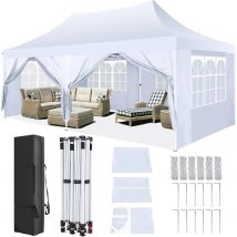 Gazebo pop-up professionale da 3x6 m con 4 pareti laterali, tenda da festa impermeabile di grado commerciale con 3 regolazioni in altezza