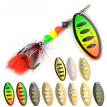 1PC Spinner Bait Fishing Lure Spoon Lures 8g 14g 20g Metal Hard Bait with Feather Treble Hooks Carp Pike Fishing Tackle 11colors