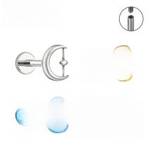ASTM F136 Titanium Moon Star CZ Piercing Internal Thread Labret 18G/16G Flat Back Earring Helix Stud Cartilage Body Piercing