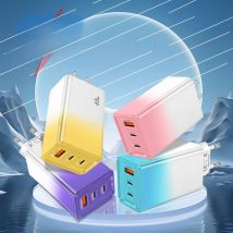 Total 65W USB+2PD Charger Fast Charging Type C Charger for iPhone 15 14 13 Pro Max Samsung Xiaomi EU/UK Plug Wall Charger