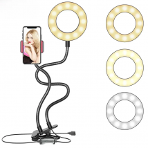 2024 Selfie Ring Light With Flexible Mobile Phone Holder Lazy Bracket Desk Lamp LED For Youtube Live Stream Office Kitchen Stand