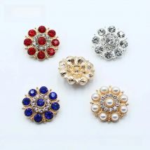 New 10Pcs 20MM Diamond Rhinestone Buttons Alloy Shank Base For DIY Sewing Accessories Handcraft Wedding Decorations