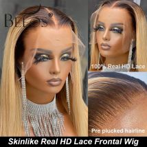 BEEOS Skinlike 13X6 HD Spitze Frontal Perücke Ombre Blonde Gerade 13x4 HD Spitze Volle Front Echthaar perücken Für Frauen Vor Gezupft Haar