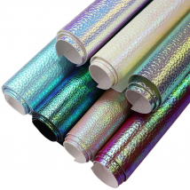 30x134cm Roll Iridescent Holographic Litchi Faux Leather Fabric For Gift Cosmetic Box Decoration Earring DIY BH022