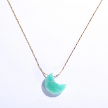 Summer Elegant Women Stainless Steel Necklace Purple Green Natural Faceted Moon Stone Necklace 16"