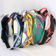 Print Top Knot Headband Wide Cross Vintage Elastic Hairband Turban Hair Accessories Bow Hair Hoop Bands Knotted Women Headdress