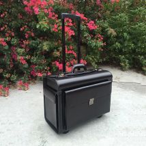 Captain Pilot Trolley Luggage Genuine Leather Flight Suitcase Flight Attendant Air Case Lawyer Business Check-in Box 18/19 Inch