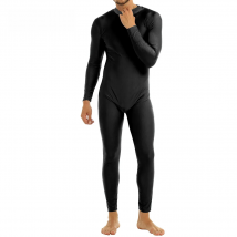 Mens Full Body Spandex Zentai Suit Black Long Sleeve Unitard Adult Zipper Back Footless Ballet Dancewear Bodysuit Costumes