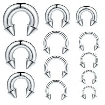 1pc Big Gauge Spike Horseshoe Ring Stainless Steel Externally Threaded Circular Barbell Nose Septum Piercing Body Jewelry 18G 2G