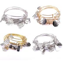 5pcs Bracelet Set Silver Color & Gold Color Bracelets for Women Girls Jewllery Love Hope Faith Letter Charm Bracelets C034
