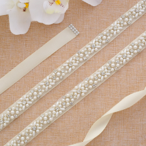NZUK Crystal Bridal Sash Rhinestones Pearls Wedding Belt  Satin Bridal Belt And Sash For Wedding Decoration