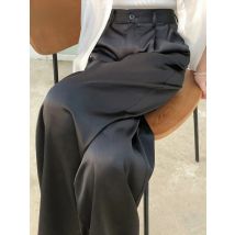 Summer Autumn Women's Pants Loose Classic Black Straight High Waist Casual Korean Silk Satin Wide Leg Trousers for Women Pants