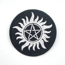 1pcs Symbol of Black Anti-Possession Stickers Embroidery Motif Applique Garment Kids DIY Clothes Badge