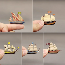 Miniature Model Mini Pirate Ship Sea Yacht Ocean Pleasure Boat Decor Small Retro Triangular Sailboat Action Figure figurine Toys