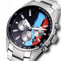 HOLUNS mens Fashion watch Full stainless steel Multifunctional Sports chronograph quartz Wristwatches Waterproof