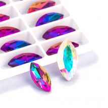 XIAOPU Navette Shape Fancy Stones Blue Color Pointback Strass Rhinestones 7x15mm Glue on Stones Shiny Loose Rhinestone