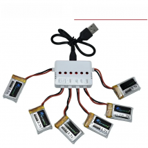 3.7V 300mAH Lipo Battery + 6-in-1 Charger For Udi U816 U830 F180 E55 FQ777 FQ17W Hubsan H107 Syma X11C FY530 RC Drone Battery