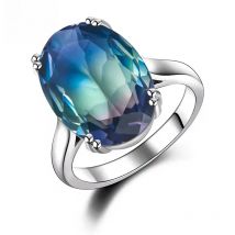 S925 Sterling Silver Ring with Zircon 13*18mm Large Multicolor Tourmaline Rings Wedding Fine Jewelry For Women