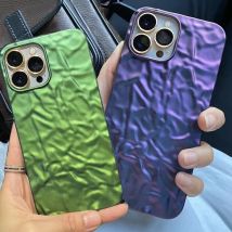 Luxury 3D Matte Plating Purple Foil Phone Case For iPhone 13 12 11 14 15 Air 16 17 Pro Cool Glitter Soft Back Cover