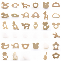 DIY Baby Gym Toys Wood Necklace Pendant Food Grade Wooden Teether Toys Tortoise Koala Whale Turtle Wooden Teething Toys