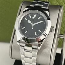 39mm Men's automatic Mechanical Black dial luminous hands sapphire glass 316L stainless steel case bracelet fine-tuning buckle