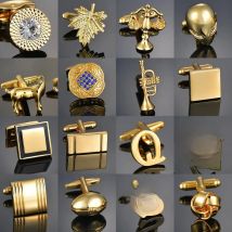 Quality Gold Color Cufflinks Letters/Alien/Square/Dragon/Maple leaves/Balance/Name Cuff Links for mens French bouton manchette